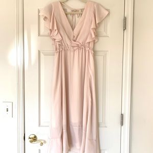 Blush MIDI V Neck Dress